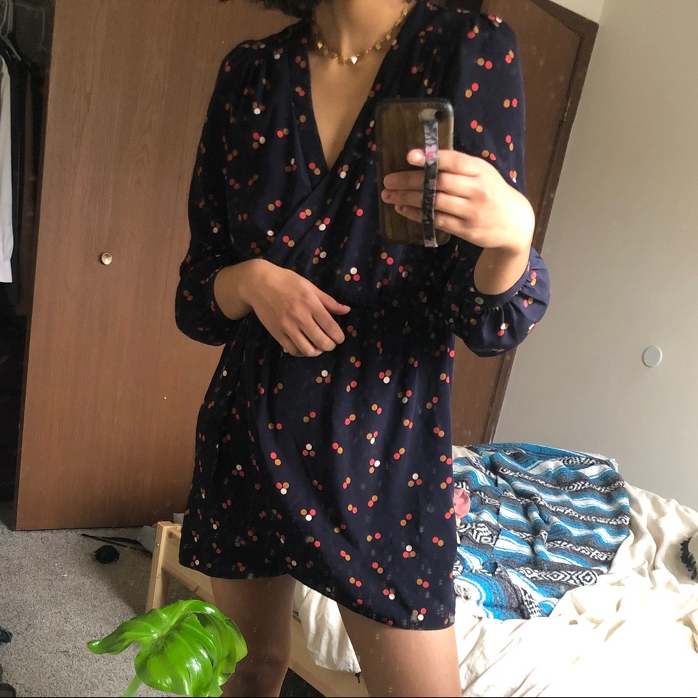 Navy patterned mini dress